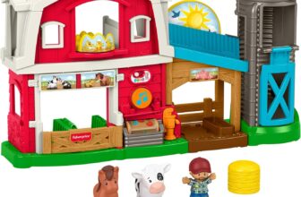 Fisher-Price Little People Caring Fun Animal Farm, Multilanguage English, French, German, Italian, Dutch, Musical Playset, 5 Figures, Smart Stages Content, Toddlers Ages 1 Years, JGX08