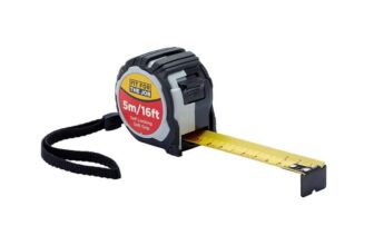 Fit For The Job 5m Tape Measure Soft Grip Auto Lock Retractable Measuring Tape Metric Measurements, Wrist Loop and Belt Clip