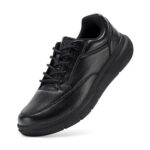 FitVille Mens Extra Wide Leather Oxford Shoes Non-Slip Black UK10