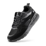 FitVille Womens Wide-Fit Trainers Walking Shoes Black 7W