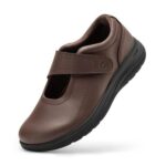 FitVille Womens Wide Mary Jane Dress Shoes, Brown UK 7.5