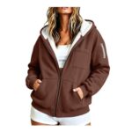 Fleece-Lined Zip-up Hoodie for Women, Oversized