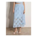 Floral Mesh Lace Midi Skirt