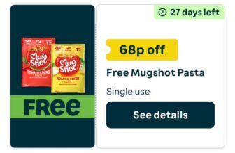 Free Mugshot Pasta, 60g via ASDA Rewards (Selected Accounts)