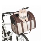 Front Pet Bike Basket for Dogs/Cats, Breathable Carrier Backpack, Coffee