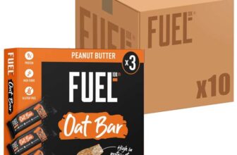 Fuel10K Peanut Butter Oat Bars, 9g Protein, 45 g (10-Pack) High Protein & Fibre, Vegan-Friendly, Perfect On-The-Go Snack or Breakfast