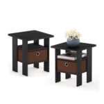 Furinno Andrey 2 Side Tables with Storage Bin Americano
