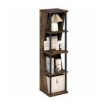 Furinno FLEXI 4-Cube Corner Shelf Stackable Bookcase Amber Pine