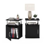 Furinno JAYA 2-Piece Side Tables, 2-Tier Shelf with Cabinet
