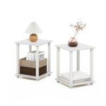 Furinno Simplistic 2-Tier Side Tables, Set of 2, White