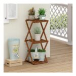 Furinno TIOMAN 3-Tier Outdoor Patio Side Table, Light Wood
