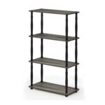Furinno TURN-N-TUBE 4-Tier Corner Shelf, Toolless, French Oak