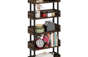 Furinno TURN-N-TUBE 4-Tier Display Shelf, Walnut