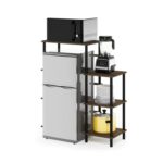 Furinno Turn-N-Tube Coffee Bar, 4-Tier Bakers Rack with Fridge Stand