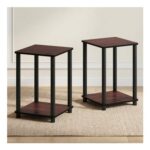 Furinno Turn-N-Tube Side Table Set of 2, 2-Tier, Toolless Assembly