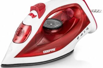 GEEPAS Dry & Wet Steam Iron, Non-Stick Soleplate, 120ML Tank 1800W Red