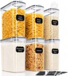 GENERIX Airtight Food Storage Containers – Set of 6 (4L) BPA-Free Large Pantry Storage Containers with Lids, Stackable Kitchen Storage Jars for Cereal, Flour, Rice, Pasta & Dry Food
