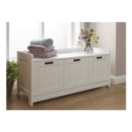 GFW Colonial Bathroom Storage Bench with 3 Doors, White