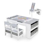 GRAVFORCE 3-in-1 Kids Art Table & Chair with Storage Grey