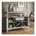 GRAVFORCE Bar Cabinet with Wine Rack, Grey
