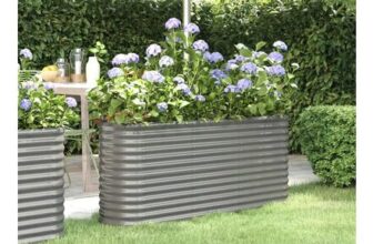 Garden Raised Bed Powder-Coated Steel 152x40x68 Cm Grey