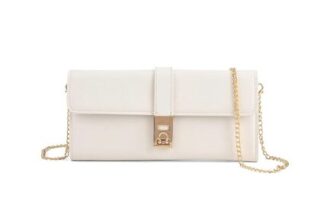 Genuine Leather RFID Blocking Travel Clutch with Chain Strap – Olive Green