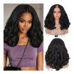Geogroket Yaki Curly V-Part Wig 18-Inch 1B