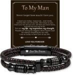 Gift for Men Dad Leather Bracelet, Christmas Birthday Adjustable Bangle
