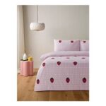 Gingham Tufted Strawberries Duvet Set (King)