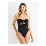 Gini London Black Front Tie Bandeau Swimsuit