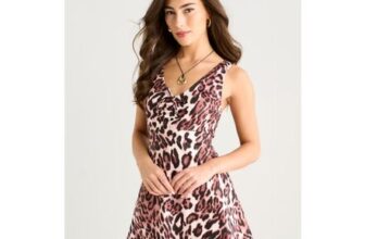 Gini London Brown Animal Print Tie Front Skirted Swimsuit