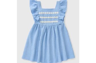 Girls Blue Daisy Crinkle Dress (1-8yrs)