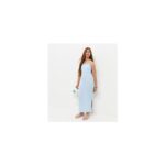 Girls Light Blue Textured Jersey Halter Maxi Dress