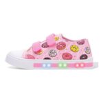 Girls Light-up Velcro Trainers, Canvas Shoes, Size 12, Pink Donut