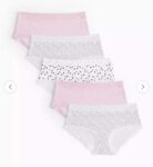 Girls Pink & Mono Print Short Knickers 5 Pack. Free C&C