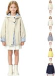 Girls Waterproof Jacket Windproof Hooded Zipper Raincoat Casual Spring Fall Butterfly Print Lightweight Jackets with Pockets for Hiking Camping School Bike Ride