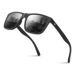 Glapeame Polarised Sunglasses UV400, Black/Grey, Retro