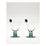 Glass Olive Martini Glasses Set of Two