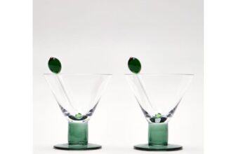 Glass Olive Martini Glasses Set of Two