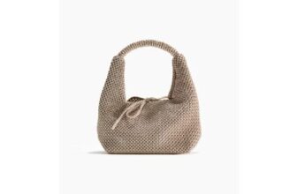 Glittery Hole-Knit Handbag