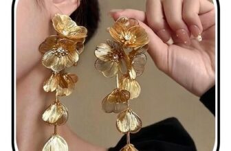 Gold Flower Pearl Earrings for Women – Dangle Statement