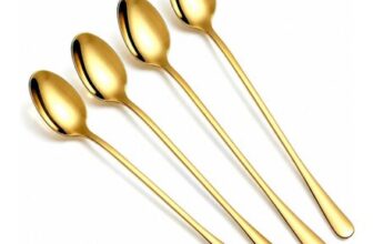 Gold Latte Spoons, Set of 4, Long Handle