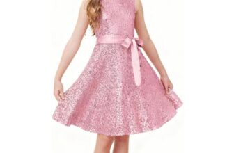 Grace Karin Sequin Party Dress for Girls, Sleeveless, Pink