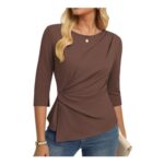Grace Karin Womens 3/4 Sleeve Asymmetrical Blouse