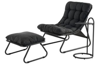 Grand Patio Sun Lounger for Garden, Garden Lounger with Side Table and Footstool