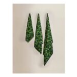 Green Geometric Bud Cotton Towel Range