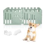 Green Indoor 6-Panel Dog Playpen with Door