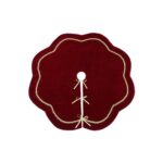 Green Velvet Tree Skirt with Gold Trim, Red Mat 90cm