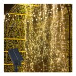 Gresonic Solar Waterfall Fairy Lights, Outdoor Copper Wire, 8 Modes