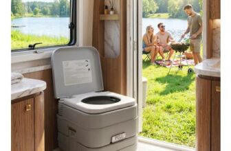 Grey HOMCOM 10L Portable Outdoor Toilet with 2 Detachable Tanks